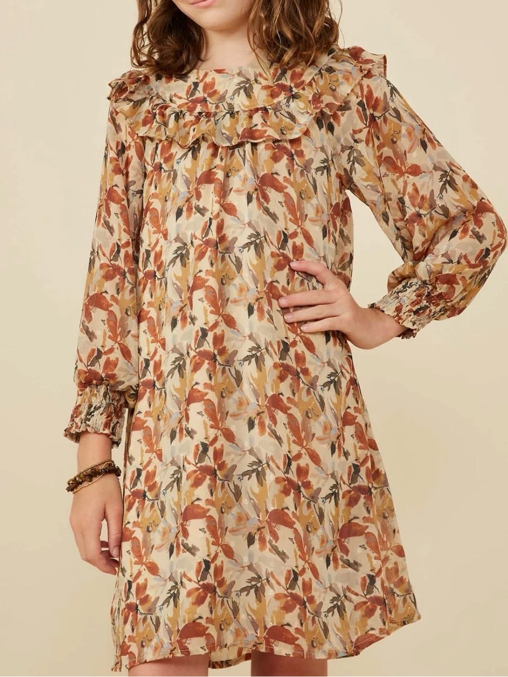 Hayden Ruffle Detail Foliage Print Dress
